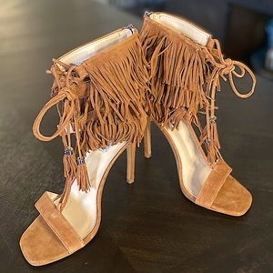 Steve Madden Chestnut Fringe Suede Heels